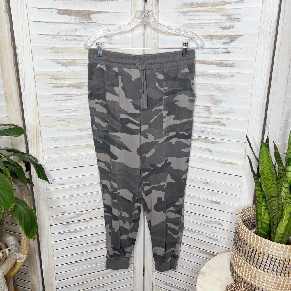 SPLENDID Women's Camo Camouflage Loose Fit Jogger Pants Drawstring Waist Gray S - Picture 12 of 12
